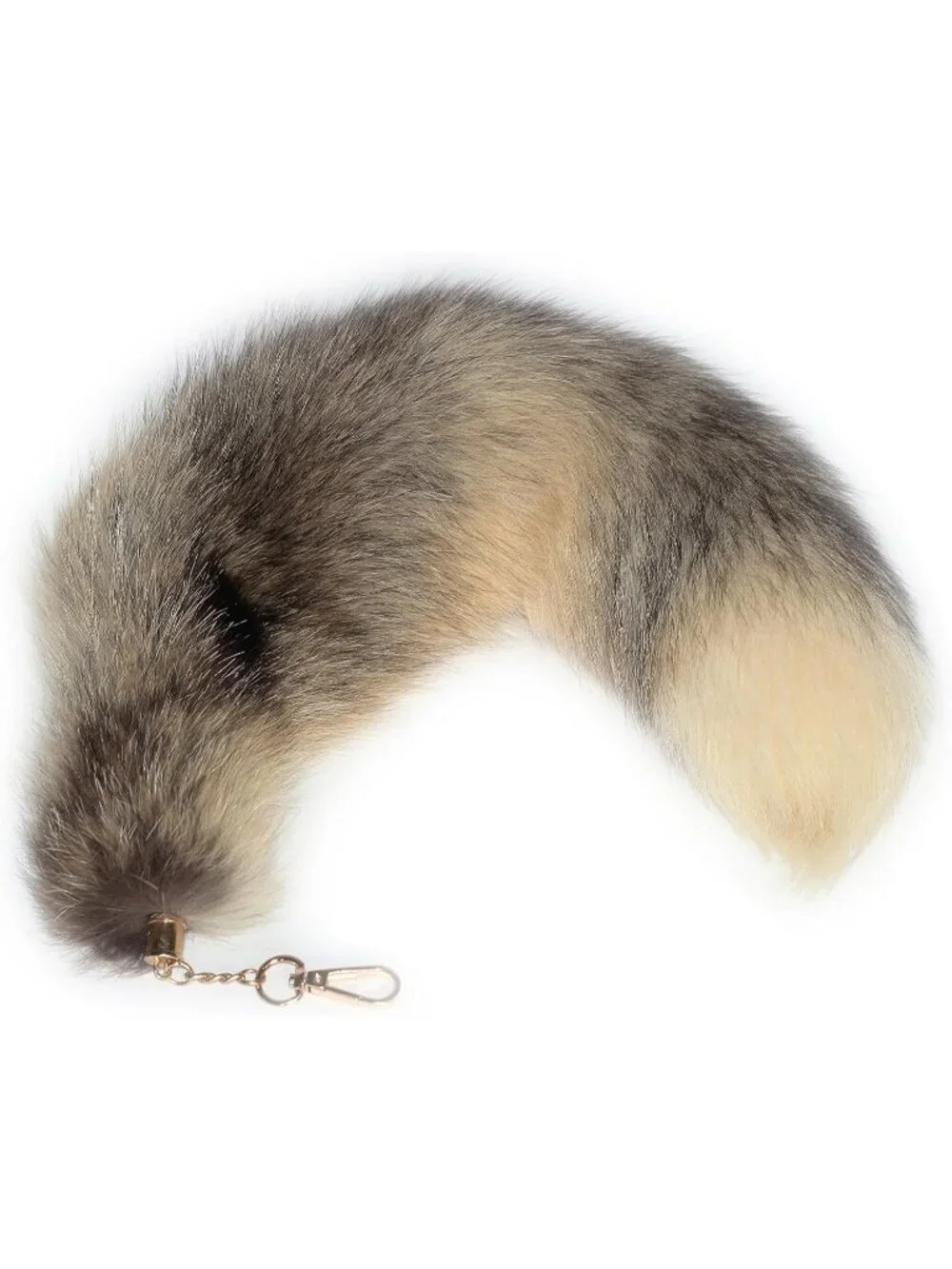 Women's Earth Yellow Real Fox Tail Fur Toy Keychain Clasp Fashion Charm Cosplay